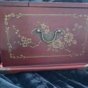 Elegant Red and Gold Jewelry Box